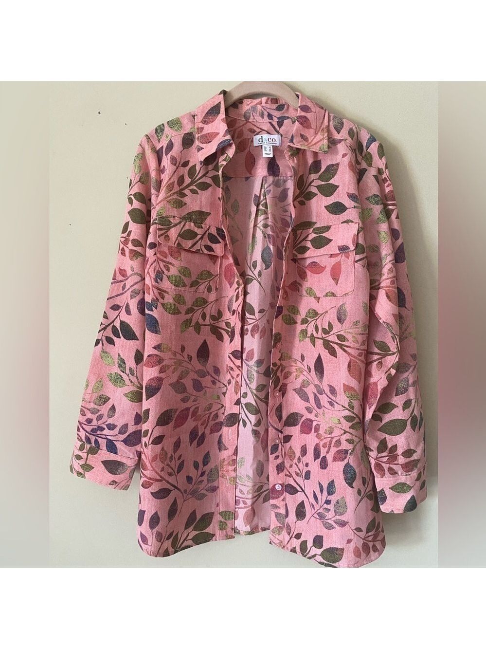 Denim & Co. Leaf Motif Blouse S